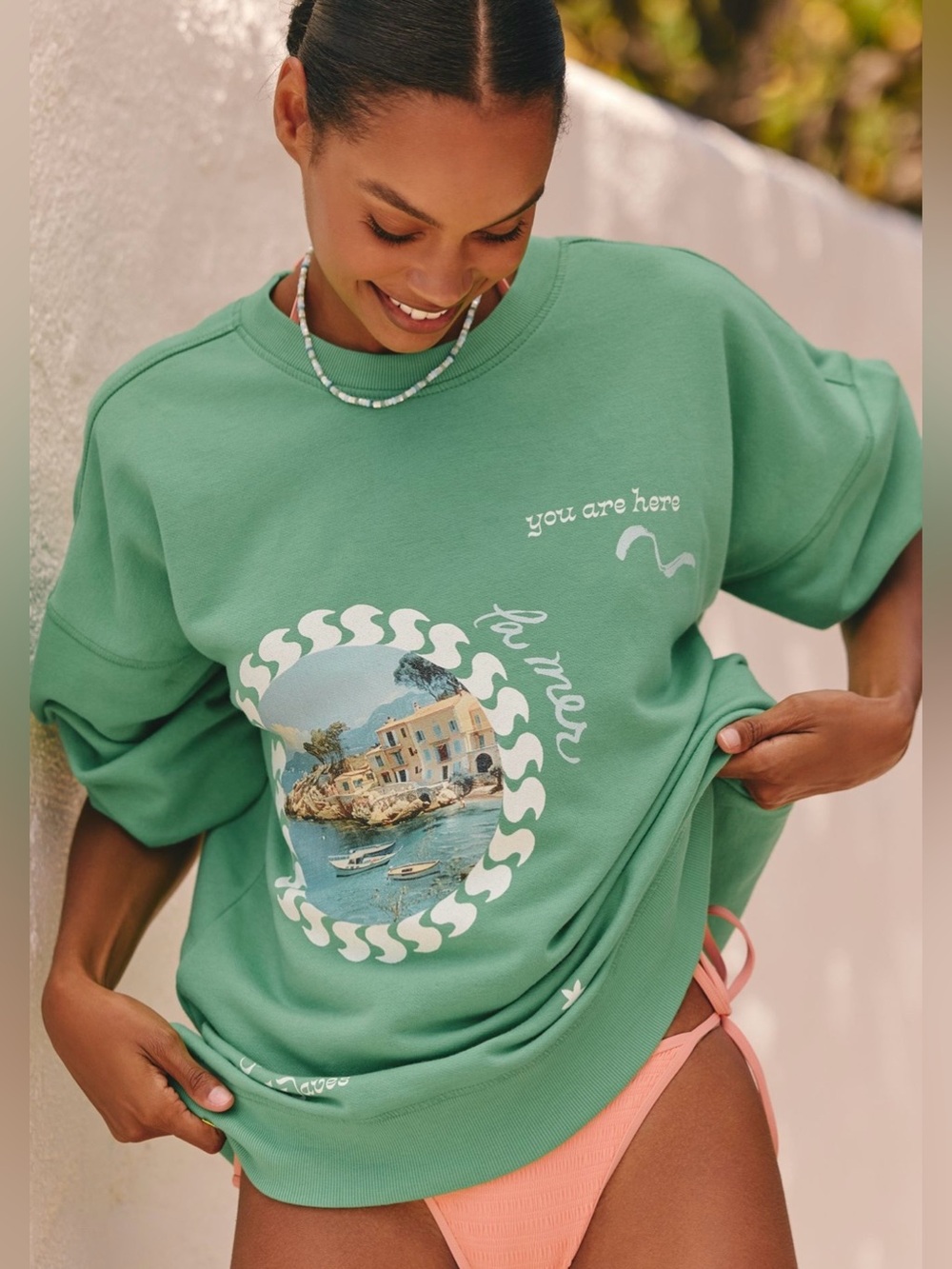 NWOT size XXS/XS Anthropologie Celandine Surf Camp Graphic sweatshirt